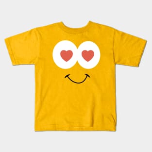 Cute Heart Eyes Toon Face In Love Kids T-Shirt